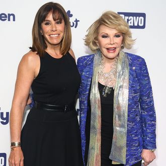 NEW YORK, NY - MAY 15: (L-R) Melissa Rivers and Joan Rivers attend the 2014 NBCUniversal Cable Entertainment Upfronts at The Jacob K. Javits Convention Center on May 15, 2014 in New York City. (Photo by Astrid Stawiarz/Getty Images)