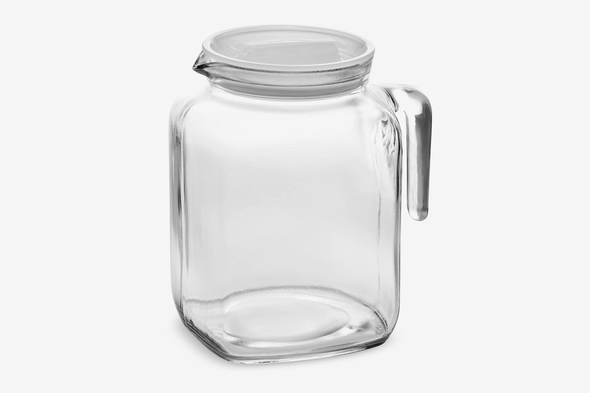 Tea BEYONDA 112oz Water Jug with Stainless Steel Lid and Precise Scale Line Glass Water Jar for Juice Glass Jug with Lid 3.2 Liter Glass Pitcher Jug for Fridge Cold Or Hot Beverages
