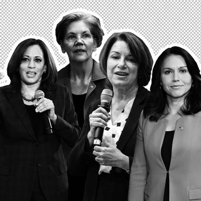 Kamala Harris, Elizabeth Warren, Amy Klobuchar, Tulsi Gabbard.