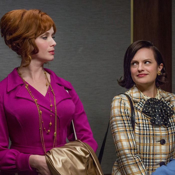 Joan and Peggy in the mid-season premiere of <em>Mad Men</em>.