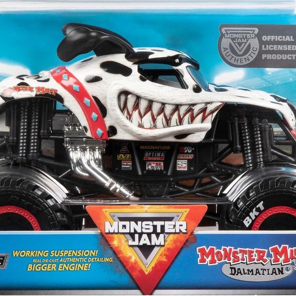 Monster Jam, Official Monster Mutt Dalmatian Monster Truck, Die-Cast Vehicle, 1:24 Scale