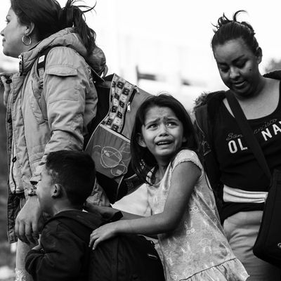 Migrant family at the border.