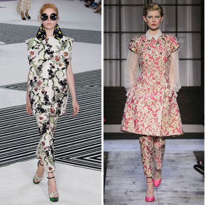 Left and Right Looks Giambattista Valli, Center Look Schiaparelli from their Fall 2015 collections.