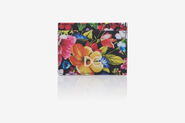 Dolce & Gabbana Floral-Print Leather Cardholder