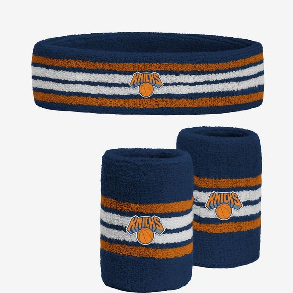 PRO Compression Blue New York Knicks Team Stripe 3-Pack Headband and Wristbands Combo Set