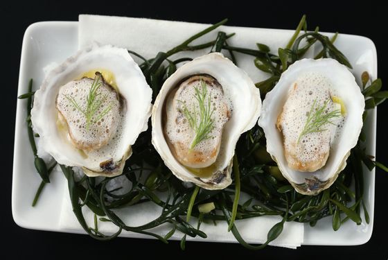 Almanac's roasted oysters.