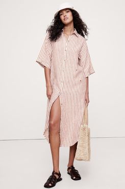 Banana Republic Linen Asymmetrical Shirt Dress