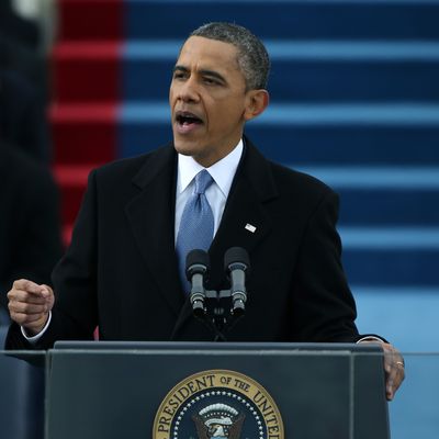 U.S. President Barack Obama speaks after being sworn in during the presidential inauguration on the West Front of the U.S. Capitol January 21, 2013 in Washington, DC. Barack Obama was re-elected for a second term as President of the United States. 