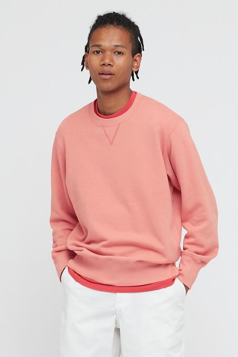 MOOCOM Mens Crewneck Pink Decor Sweatshirt 