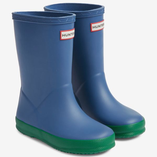 Hunter Kids' Original First Classic Waterproof Rain Boot - Peak Blue/Hyper Green