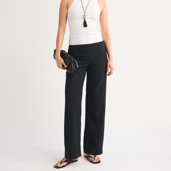 Abercrombie Low-Rise Bandless Tailored Wide-Leg Pant