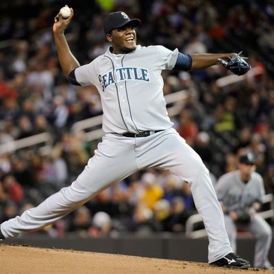Michael Pineda #36 of the Seattle Mariners delivers a pitch against the Minnesota Twins in the third inning on September 21, 2011 .