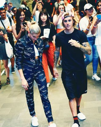 Justin Bieber Shows Off His Louis Vuitton Slippers to Hailey