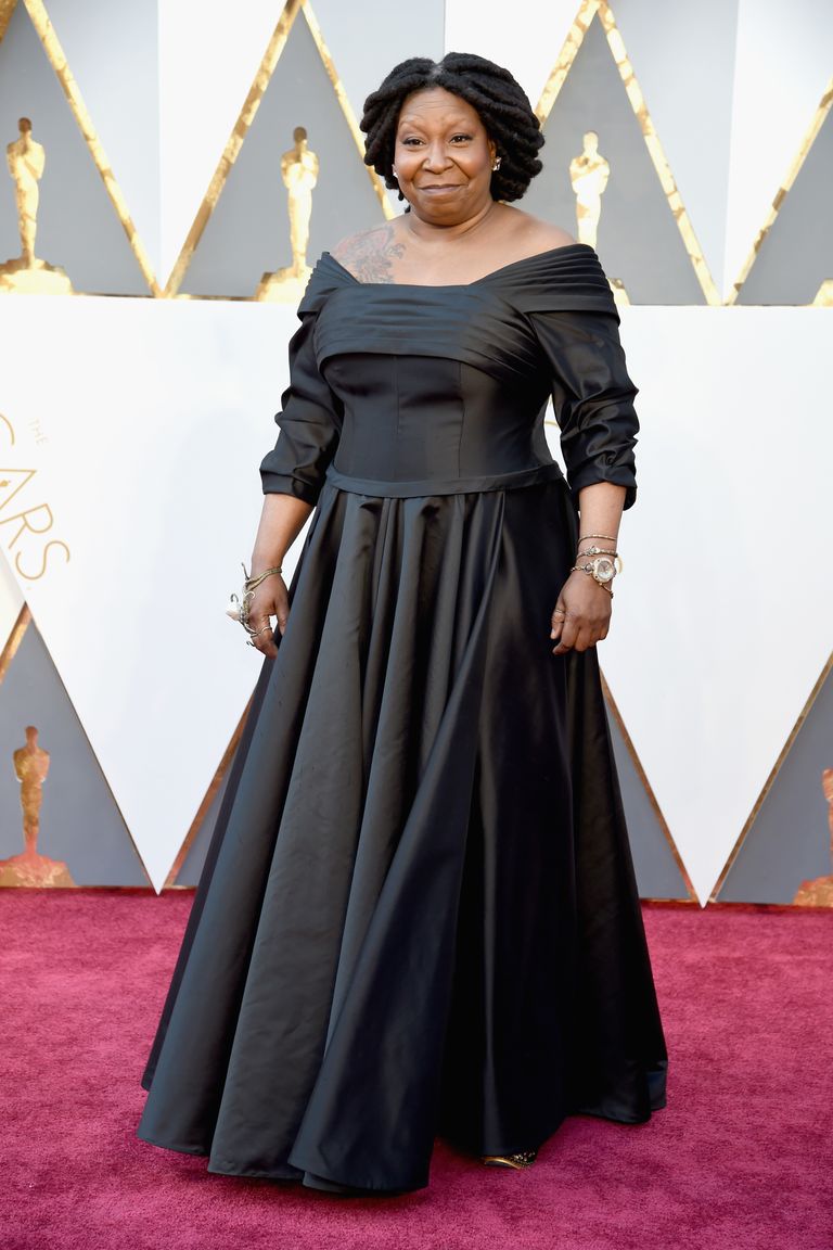 Whoopi Goldberg 
Dress by the Dames of New York.