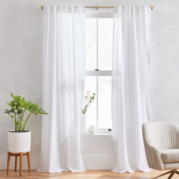 West Elm Sheer Crosshatch Curtains (Set of Two) — White