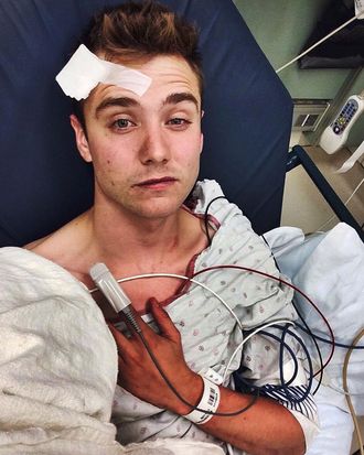 McSwiggan's hospital bed selfie.