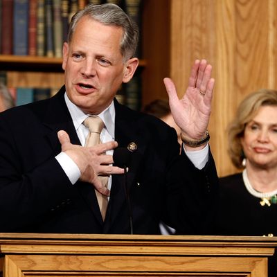 WASHINGTON - MARCH 17: Rep. Steve Israel (D-NY) (L) and Congressional Joint Economic Committee Chair Carolyn Maloney (D-NY) announce legislation that would use the tax code to punish executives who receive large bonuses after being bailed out by the federal government during a news conference at the U.S. Capitol March 17, 2009 in Washington, DC. Titled the Bailout Bonus Tax Bracket Act of 2009, the legislation would tax 100-percent bonuses over $100,000 disbursed to employees of companies receiving Trouble Asset Relief Program (TARP) funds. (Photo by Chip Somodevilla/Getty Images) *** Local Caption *** Carolyn Maloney;Steve Israel
