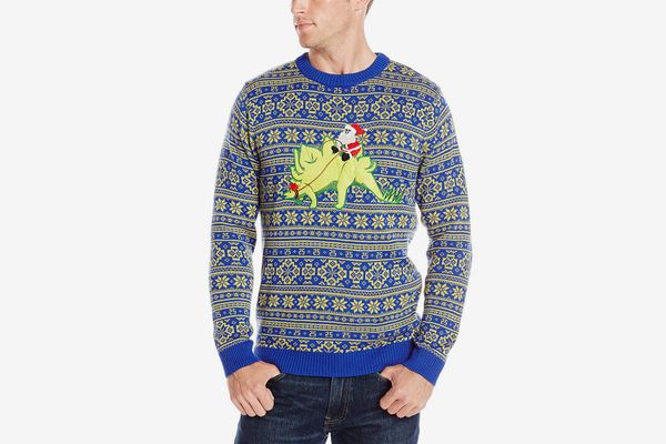 Alex Stevens Men’s Stegosaurus Santa Ugly Christmas Sweater