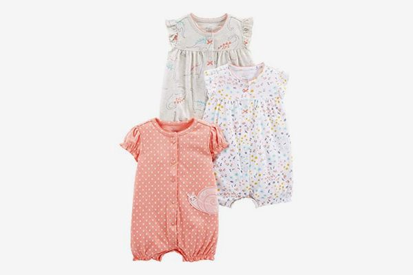 Simple Joys by Carter's Baby Girls' 3-Pack Snap-up Rompers