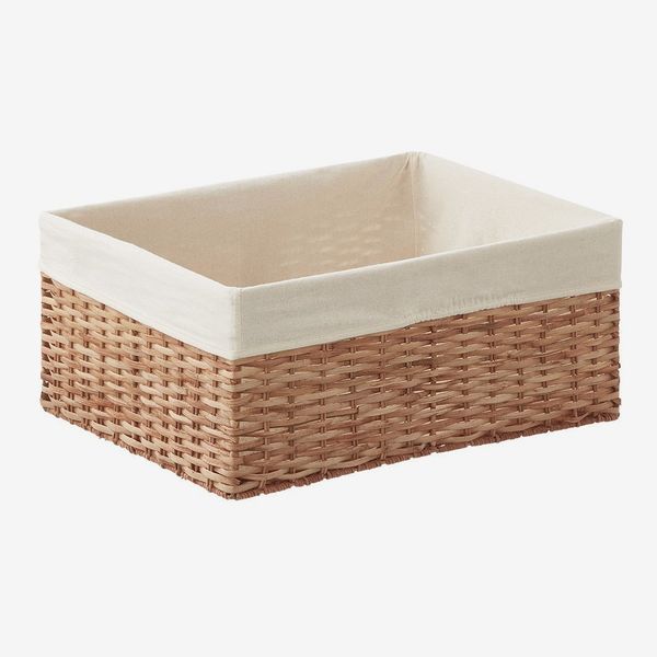 The Container Store Large Montauk Rattan Rectangular Bin Natural