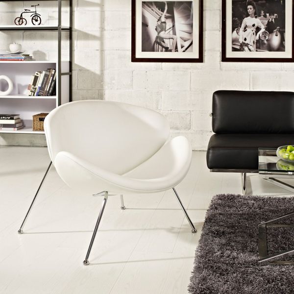 Modway Nutshell Leatherette Lounge Chair, White