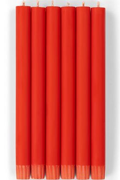 British Colour Standard Eco Dinner Candles - Poppy Red, 6