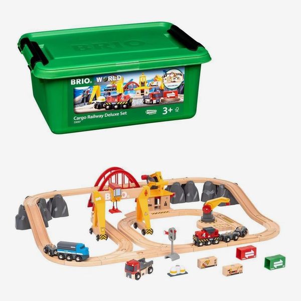 BRIO Cargo Railway Deluxe Set | 54 Piece Train Toy with Accessories and Wooden Tracks