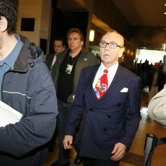 QUEENS, NY - APRIL 25: Sanford Rubenstein (C), attorney to the Bell family, leaves after the not guilty verdict was read by Judge Arthur Cooperman in the Sean Bell shooting trial at the State Supreme Court April 25, 2008 in the Queens borough of New York City. Bell died during the firing of 50 police bullets outside a club in Jamaica, Queens on November 25, 2006. The three detectives, Gescard F. Isnora, Michael Oliver and Marc Cooper, were found not guilty on all charges in the shooting death of Bell. (Photo by Julia Xanthos-Pool/Getty Images) *** Local Caption *** Sanford Rubenstein