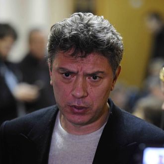 Opposition leader Boris Nemtsov appears in Moscow's Tverskoi Court. Along with other demonstrators, on February 25 Nemtsov was brought to the Court after taking part in a rally in support of so-called Bolotnaya Prisoners.