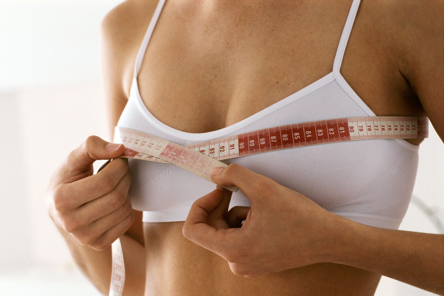 The INCORRECT way of fitting a bra. Bra fitting can not be done with a measuring  tape, Try it yourself!