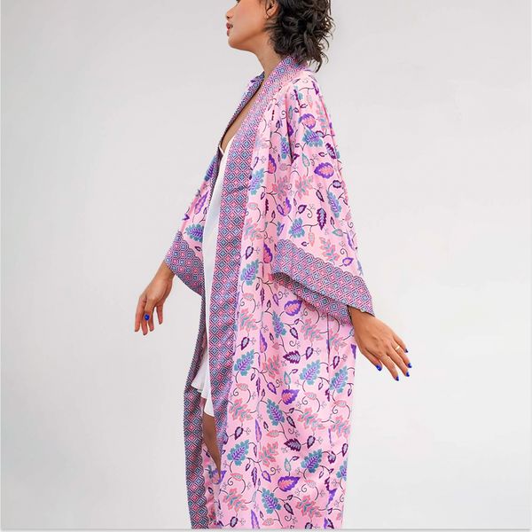 Rafikimono Full-length Kimono Robe in Cosmic Berry