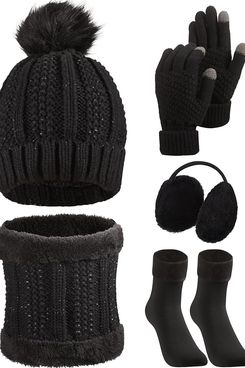 SATINIOR 5 Pcs Winter Hat Scarf Gloves Set