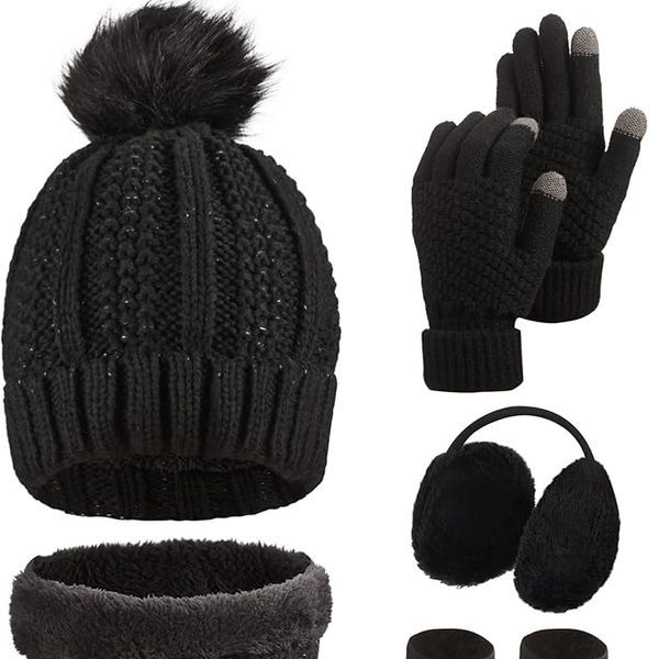 SATINIOR 5 Piece Winter Hat Scarf Gloves Set