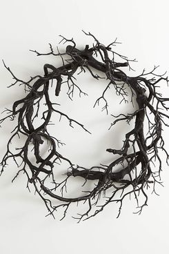 Crate & Barrel Faux Black Branch Halloween Wreath 26”