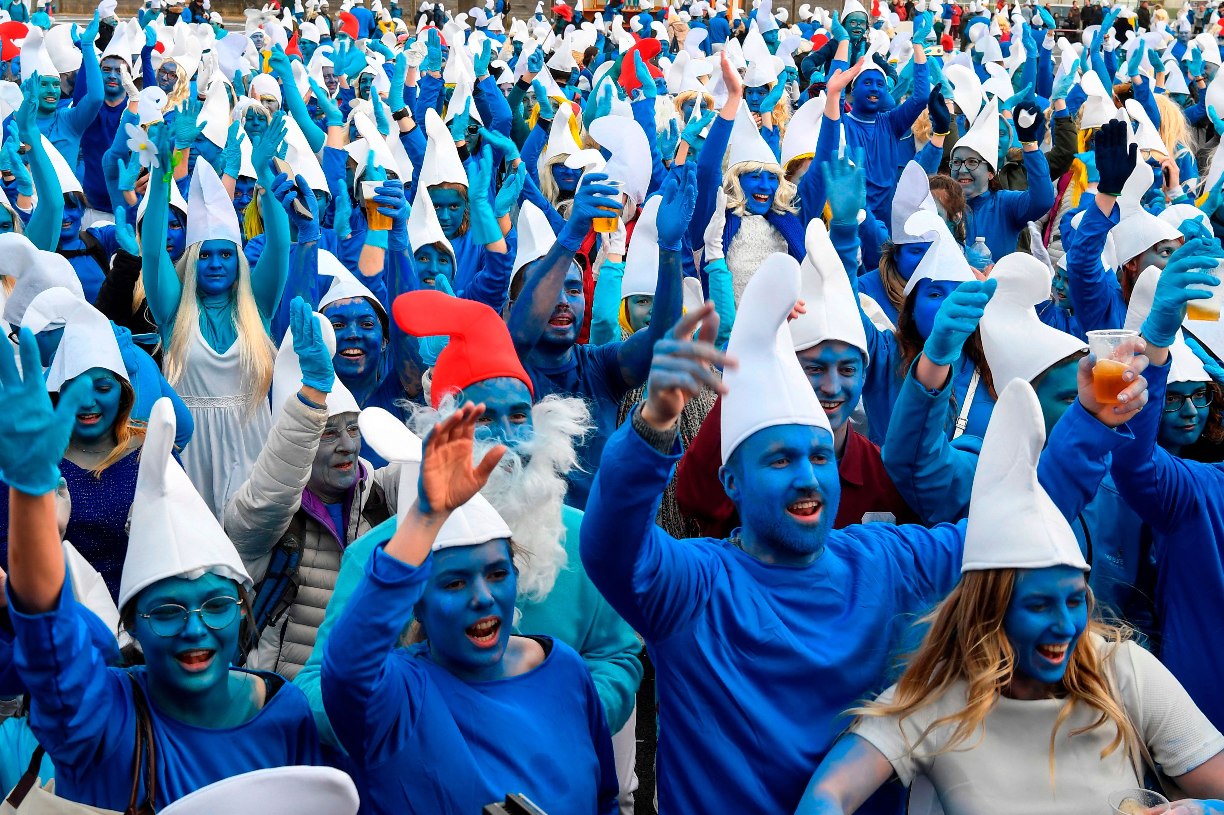 Smurfs Gather in France Break World Record, Amid Coronavirus