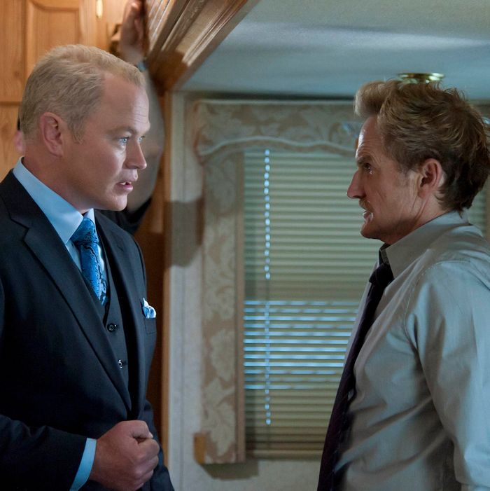 L-R: Neal McDonough and Jere Burns in JUSTIFIED: Episode 11: Measures. 