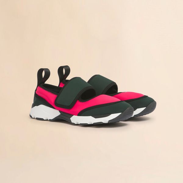 Marni Fuchsia and Green Lycra Mary Jane Sneaker