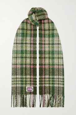 Acne Studios Fringed Checked Tweed Scarf