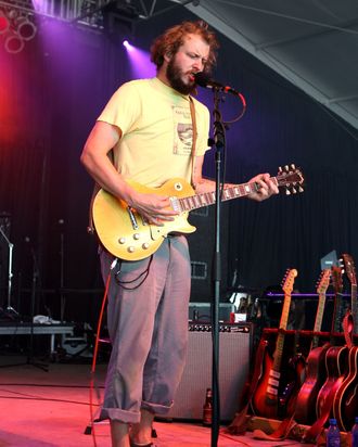 Musician Justin Vernon of Bon Iver performs on stage during Bonnaroo 2009
