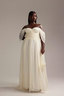 Asos Design Curve Pleated Corset Maxi Wedding Dress