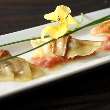with Lychee compote dipping sauce