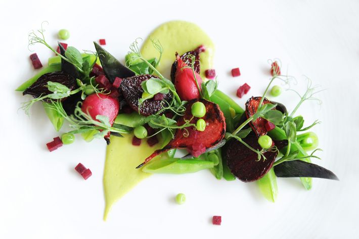 Beets and sugar snap peas.