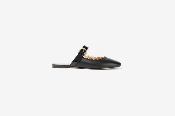 Chloe Lauren Patent-Trimmed Leather Slippers