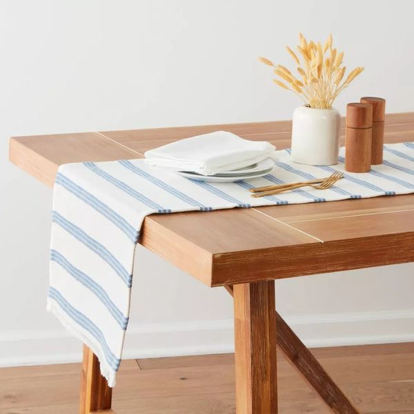 Threshold Cotton Striped Table Runner - Blue, 72