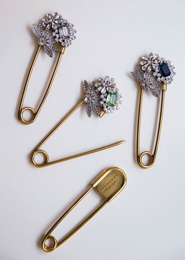Burberry Crystal and Brass Oversized Pin