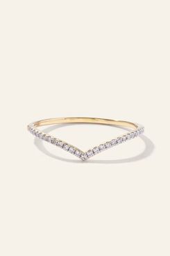 Quince 14K Gold Pave Diamond Wishbone Ring