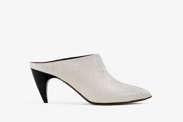 Claire mules in Ivory Crocco