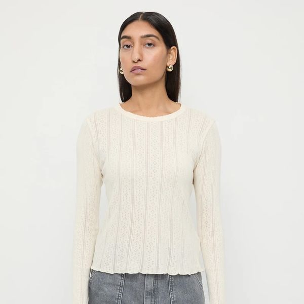 Loeffler Randall Lolo Pointelle Long-Sleeved Tee