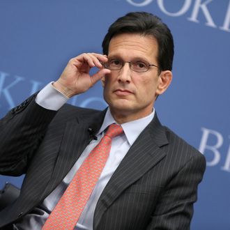 WASHINGTON, DC - JANUARY 08: House of Representatives Majority Leader Eric Cantor (R-VA) delivers remarks about his support of charter schools and tax-funded voucher programs that help pay for private and parochial schools at the Brookings Institution January 8, 2014 in Washington, DC. 