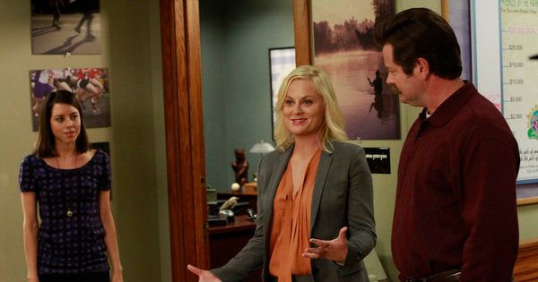 Parks and Recreation Ron and Leslie high quality perl